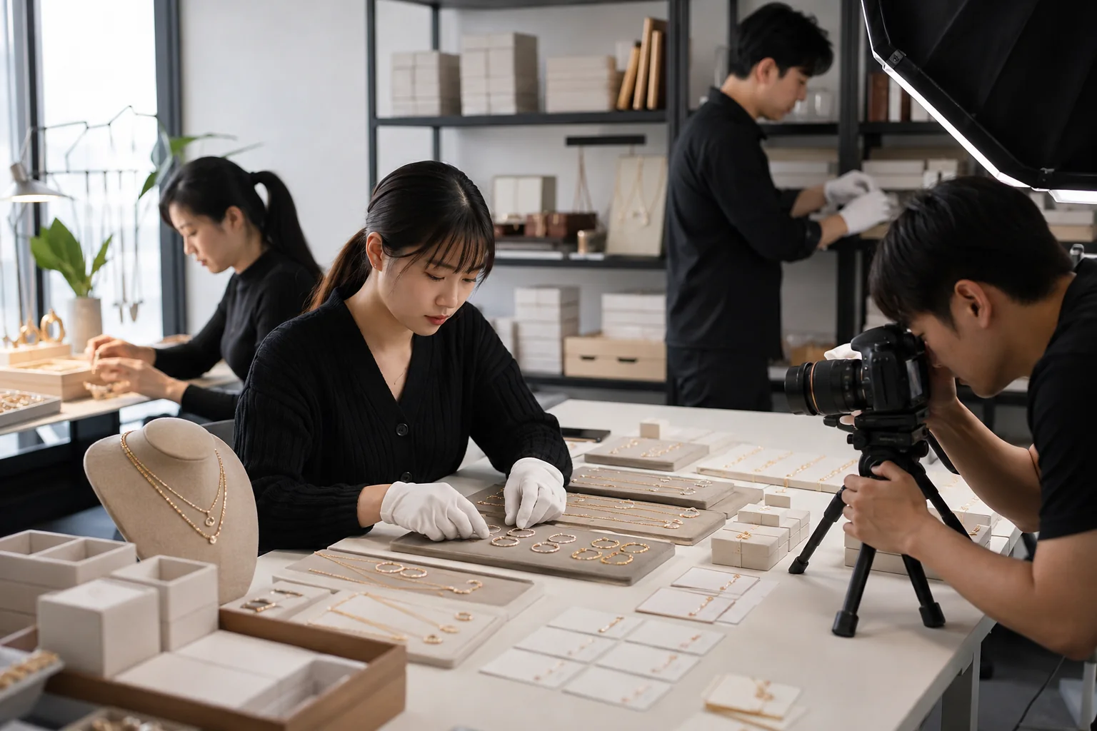Editorial jewelry manufacturing and quality-control scene for Wholesale Jewelry Catalog Checklist: Product Information Buyers Need Before Ordering.