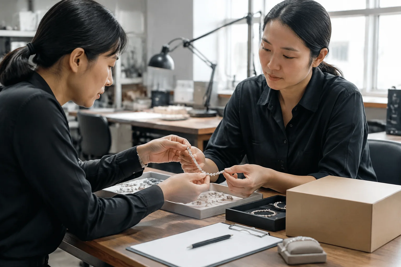 Editorial jewelry manufacturing and quality-control scene for Made in USA Jewelry Claims: What Overseas Suppliers and U.S. Brands Should Clarify.