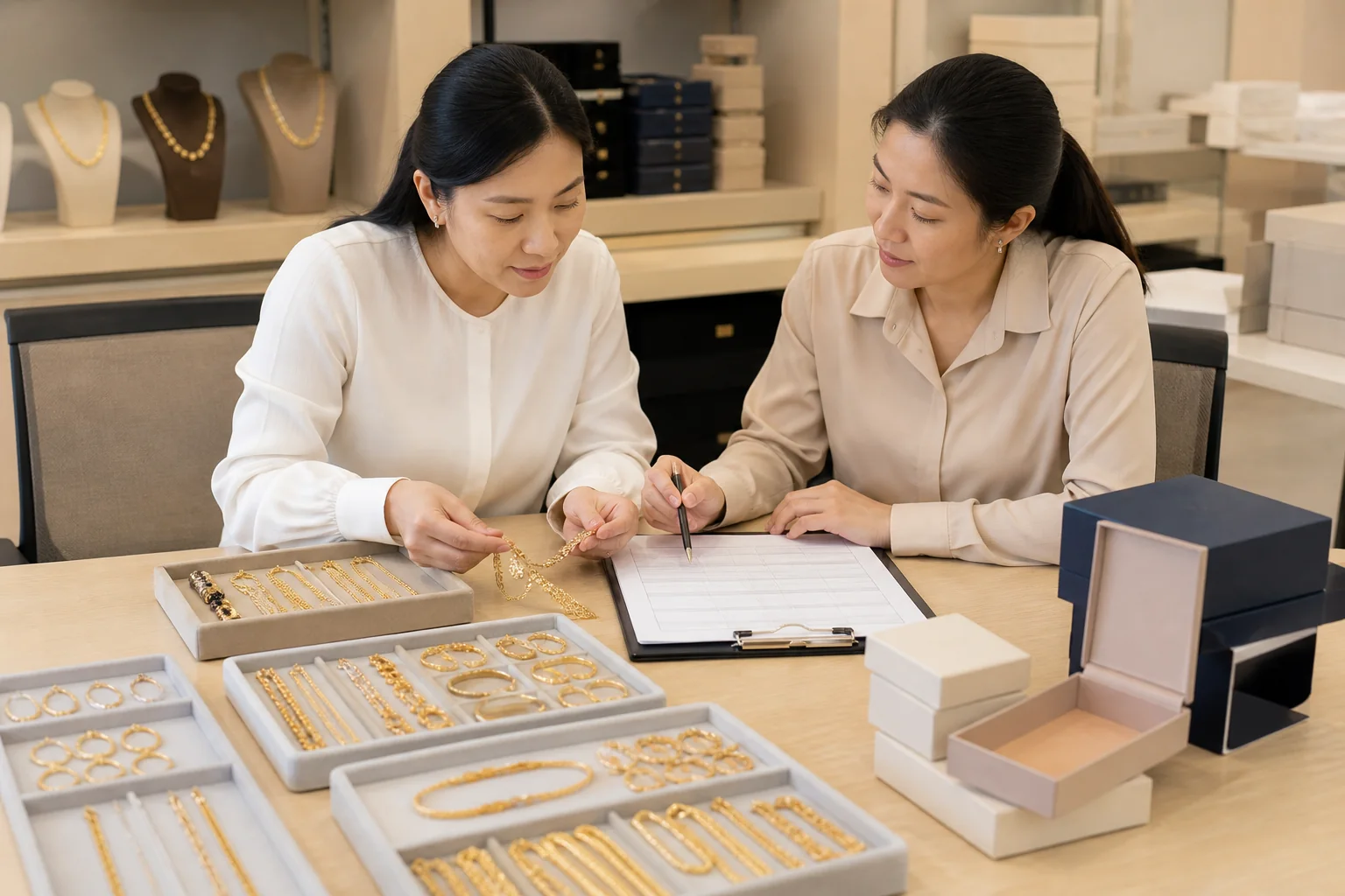 Editorial jewelry manufacturing and quality-control scene for UAE Wholesale Jewelry Quotation Guide: Questions to Resolve Before Ordering.