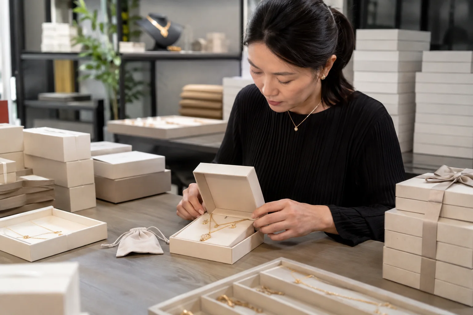 Editorial jewelry manufacturing and quality-control scene for Middle East Jewelry Gift Set Planning: A B2B Brief for Retail and Gifting Programs.